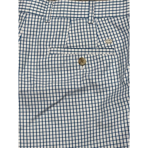 Peter Millar Mens Wicking Performance Golf Shorts Blue White Windowpane Size 34 - Picture 9 of 9